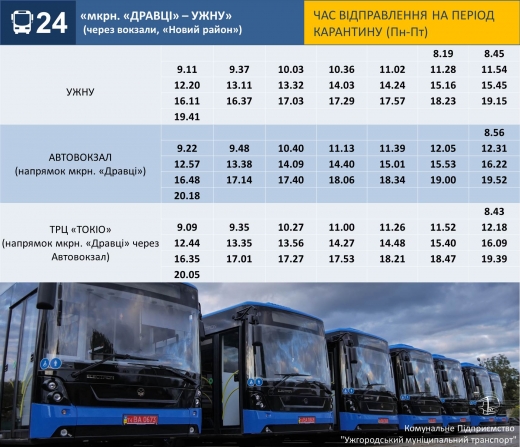 З понеділка почнуть їздити автобуси в Ужгороді: графік руху