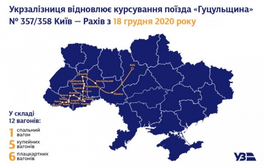 Потяг до Карпат: «Укрзалізниця» запускає поїзд за маршрутом Київ – Рахів