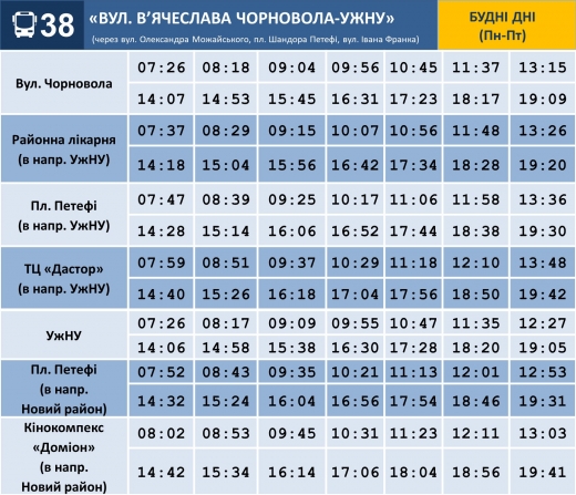 З 27 січня зміниться графік руху ще одного маршруту в Ужгороді