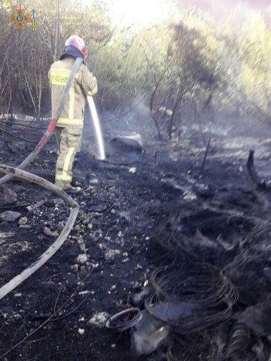 Ужгородські рятувальники ліквідували пожежу на підприємстві зі збору металобрухту